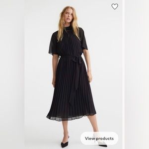 Pleated Tie-Belt Dress